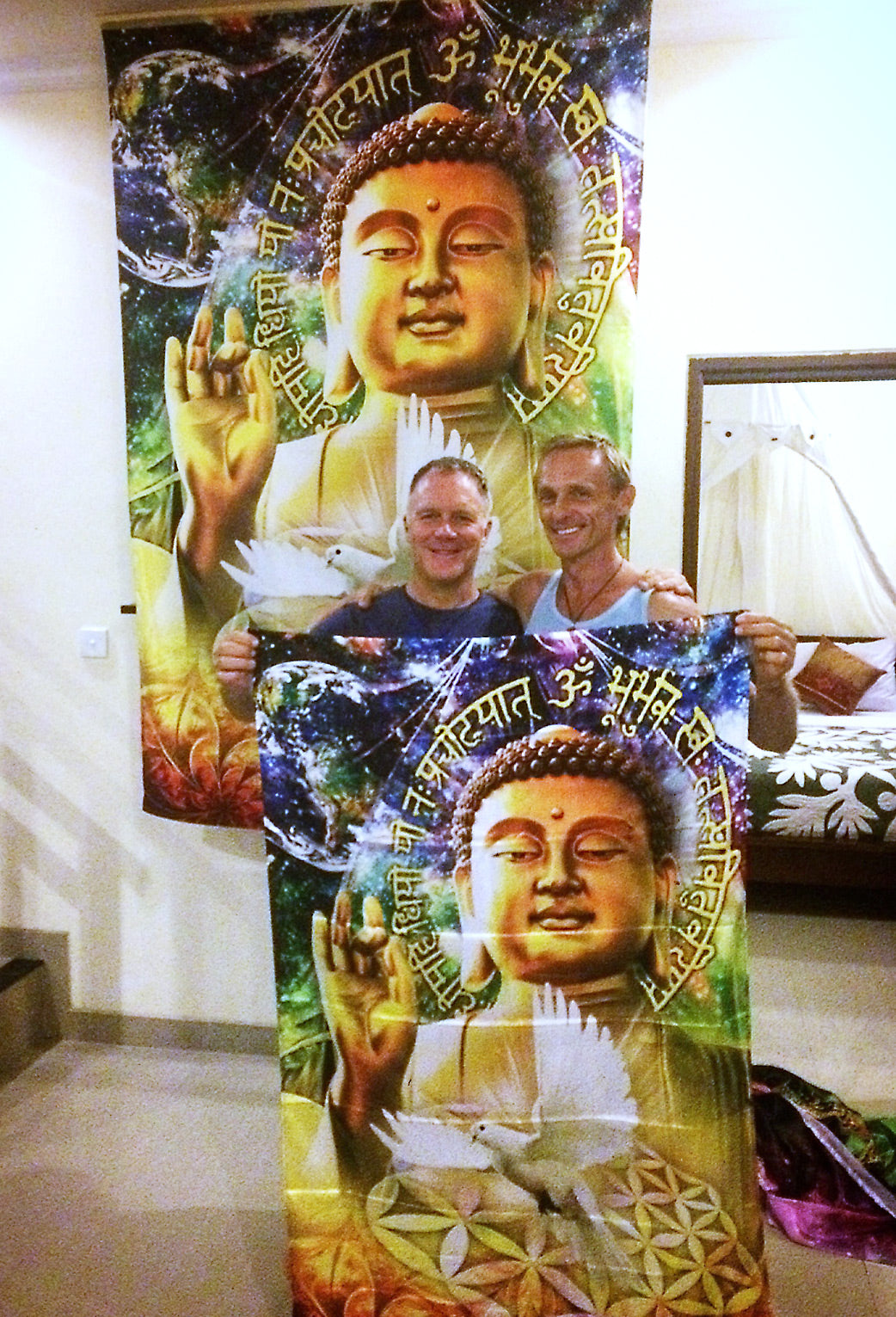 Peace Buddha tapestry — room display