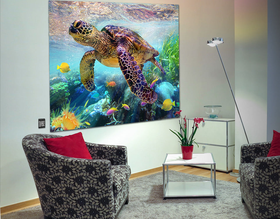Turtle #1 wall art displayed in a room setting