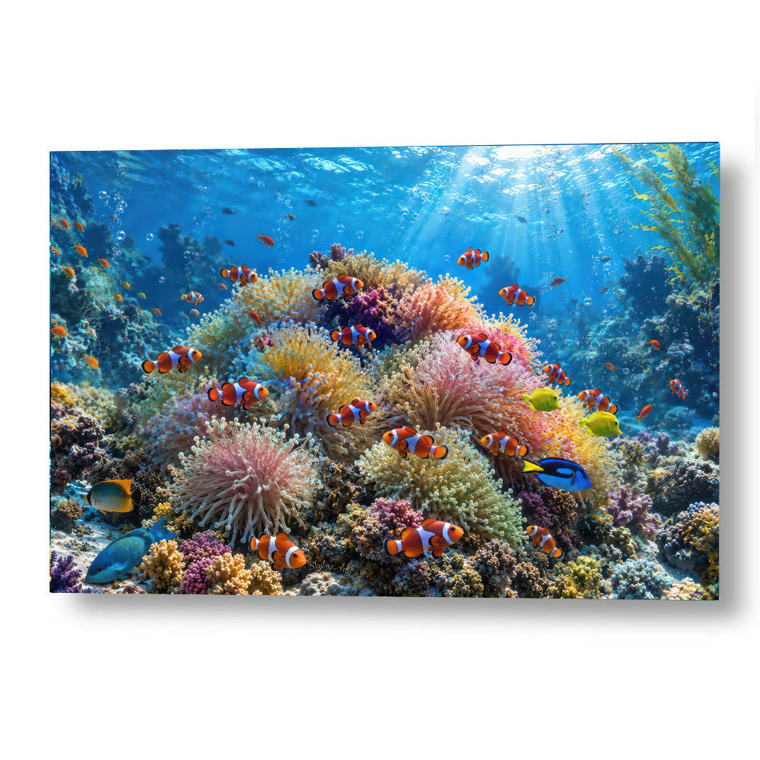 Deep Ocean #1 — clownfish coral reef metal print