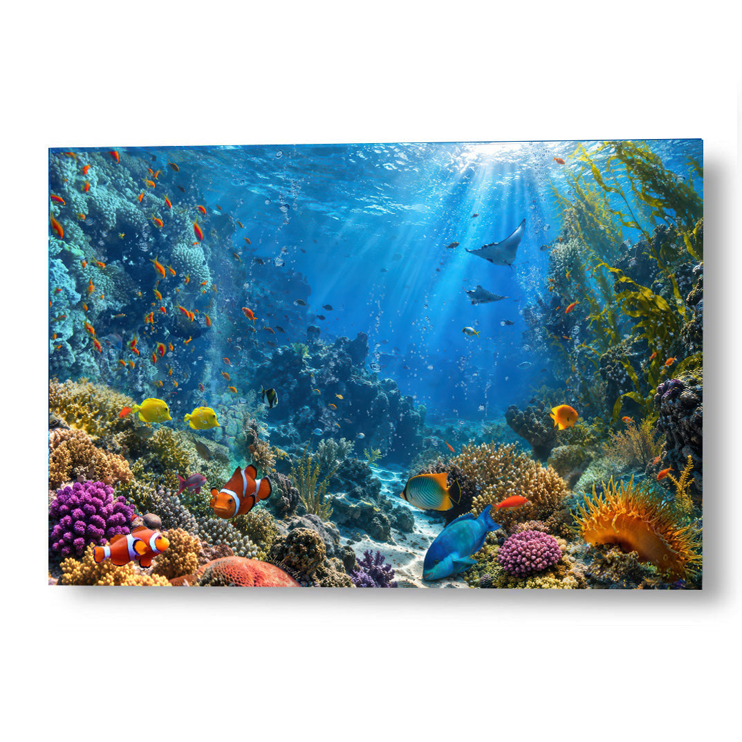Deep Ocean #2 — vibrant coral reef metal print